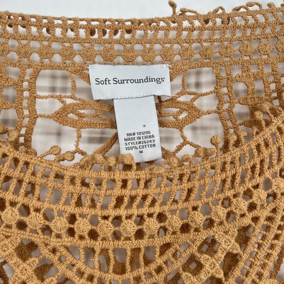 Soft Surroundings Top Womens M Brown Boho Lace Blouse Indie Festival Coverup - Picture 4 of 5